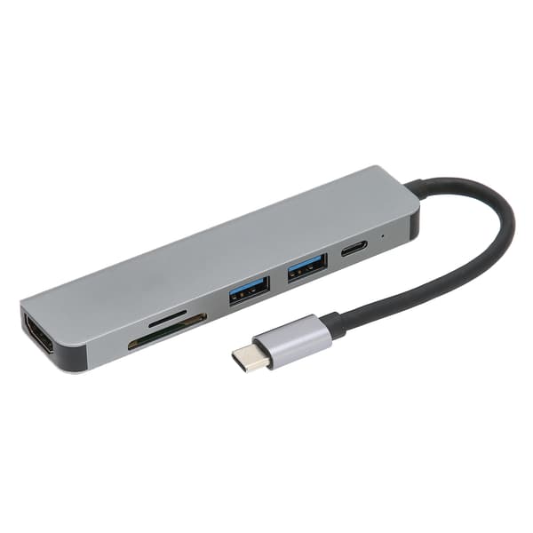 Dockingstation Multifunktionel 6 i 1 USB-udvidelsesdock i aluminiumslegering til Type C-kanalcomputere