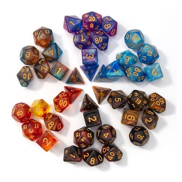 #42 stk Polyedriske Terninger D20 D12 D10 D8 D6 D4 16mm Akryl Terningesæt til Dungeons and Dragons DND Terninger RPG MTG Brætspil Dobbeltfarve#