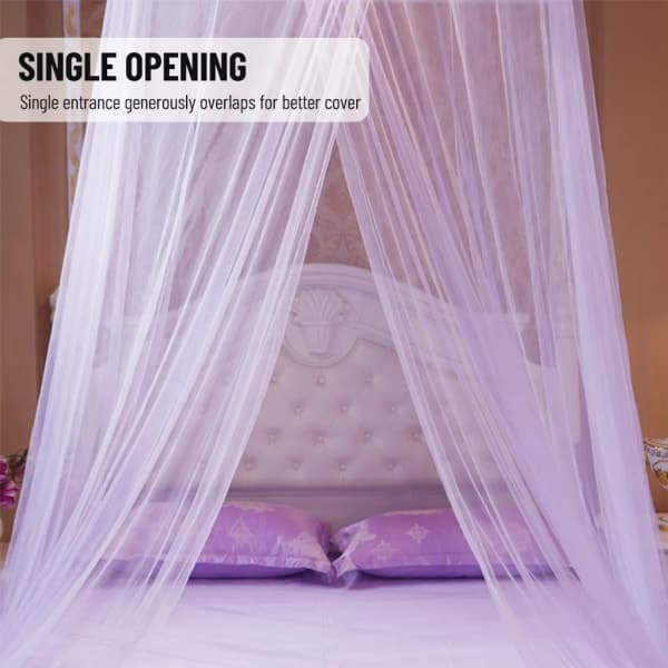 Universal Bed Canopy Dome Bedspread Mosquito Net Tulle Cot Nursery Princess Double Bed Easy to Install, Purple