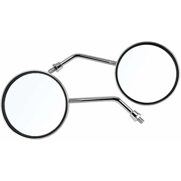 10mm Round Chrome Silver Motorcycle Rearview Mirrors - 1 Pair Left and Right