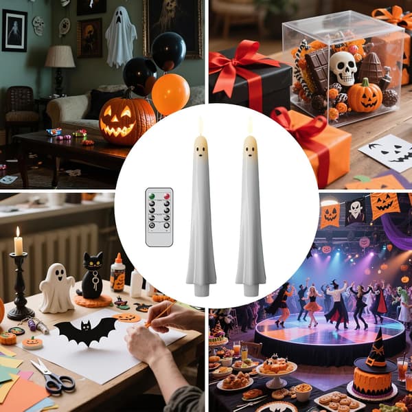 6 Flammeløse flagrende spøkelseslys med LED-lamper for Halloweenfester [JUN] 6 STK 6PCS