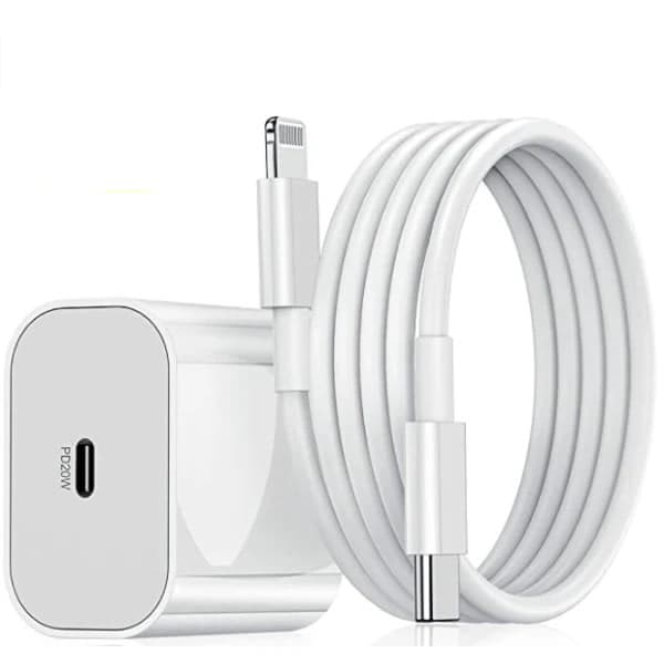 iPhone hurtiglader C til Lightning strømadapter 20W + 2M datakabel hvit