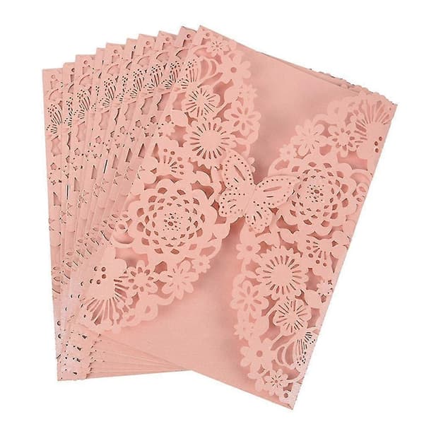 20 stk Bryllupsinvitationskort med sommerfugle, romantisk bryllup, 10 stk lyserøde og 10 stk sølv