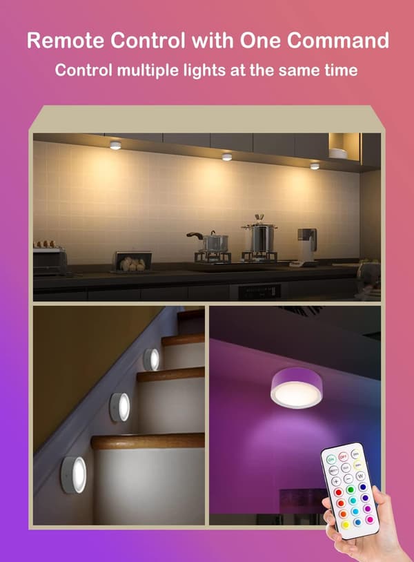 Remote Control LED Spotlight RGB Battery 13 Color Cabinet Light