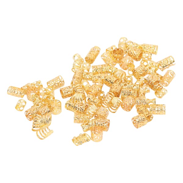 200 stk Dreadlocks Hårringe Hule Udsøgte Mønstre Legering Hårfletning Smykker Spoler Guld-FA11- 0.1 0.1