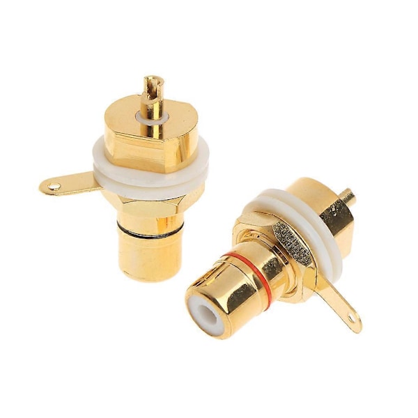 2 stk. CMC Guldbelagt Kobber RCA Hun Connector Panelmontering Chassis Connector