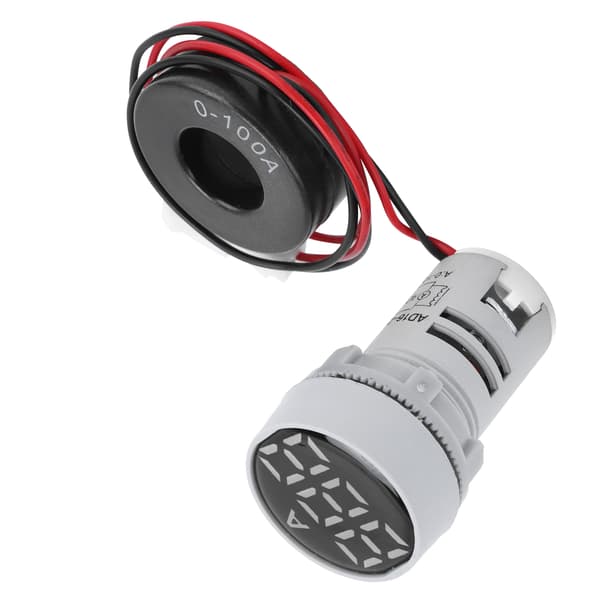 Digital Strømmåler Krystalpanel Amperemeter Rund Signalindikator AC 220V AD16‑22DSA Hvid