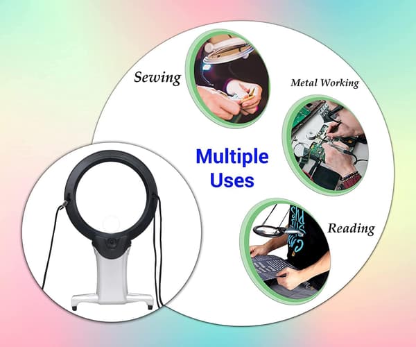 Suurennuslasi valolla 2 in 1 Handsfree-lukulasit