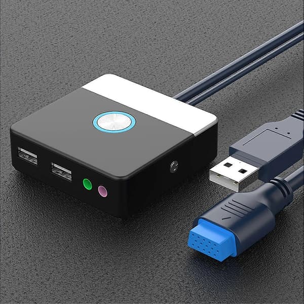 Dual USB Ports 2 Audio Interface Desktop Computer Chassis Power Switch