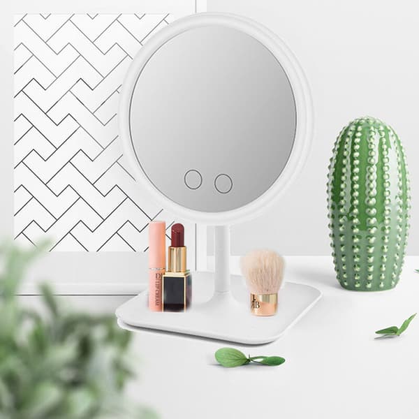 3 farver Lys LED Makeup Light Vanity Kosmetisk Skrivebordsopbevaring Dæmpbar Tryk Skærm, Hvid