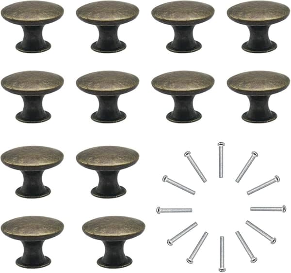 Dørknapper sæt med 12 skuffeknapper, 30 mm vintage bronzehåndtag, k