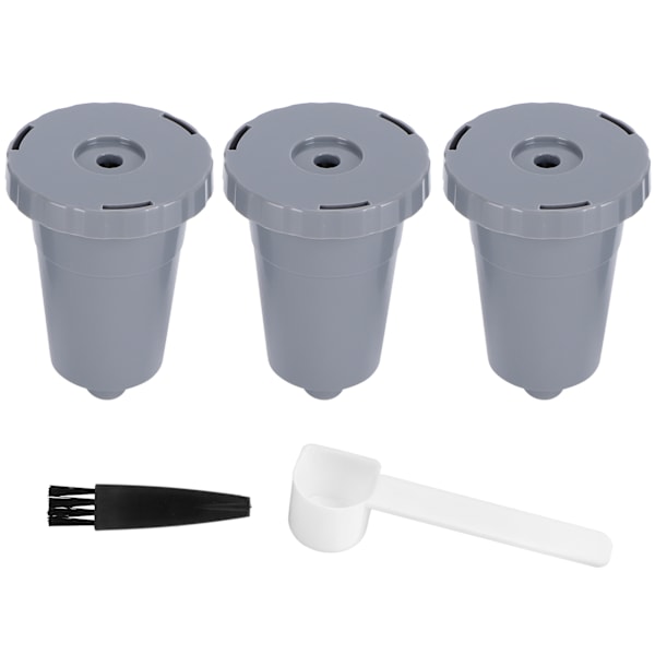 3 Pcs Refillable Coffee Capsules Reusable Coffee Filter Cup with Brush Spoon Set Suitable for Keurig
