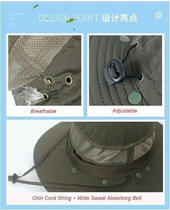 Unisex bred solhat med bred skygge til vandring, strand, fiskeri,