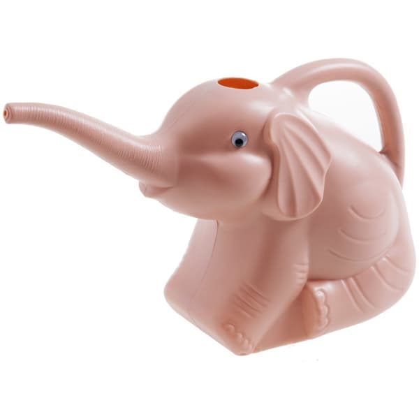 Vandkande formet som en elefant til vanding af haveblomster og planter, lyserød Rosa