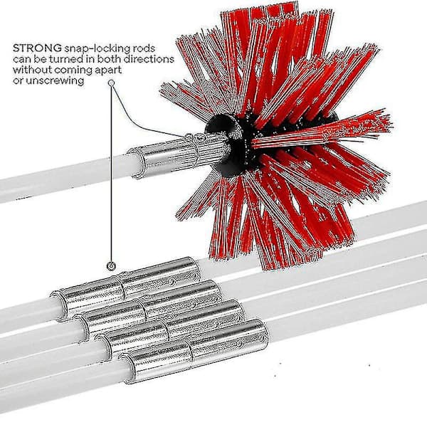 New Product, Professional Chimney Sweeping Kit 3.6m - Adjustable Nylon Chimney Brush 100mm - Channels 9 Sweeping Rods - Chimney Sweeping