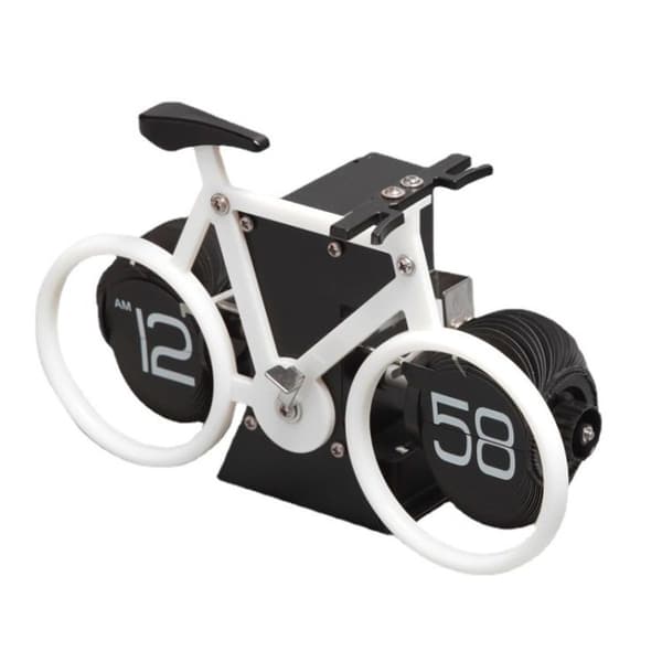 HY-F087 Retro Cykelformad Automatisk Flip Klocka Heminredning Flip Klocka (Vit)