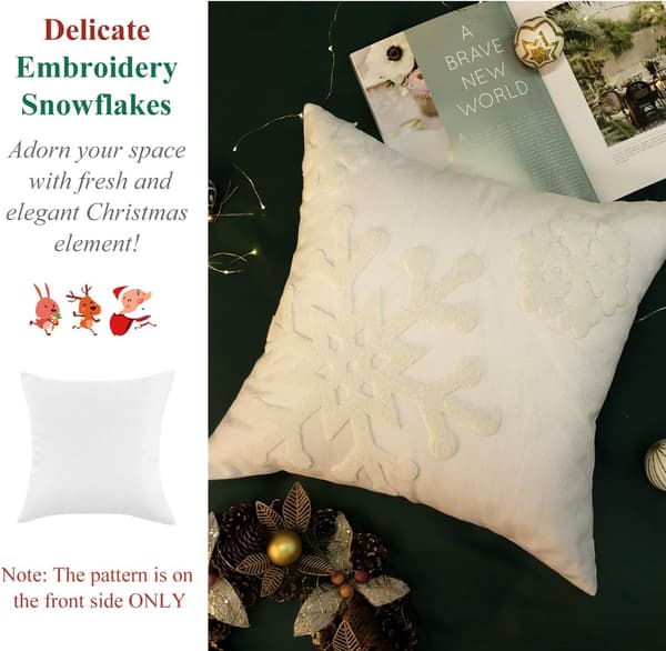 2 st julkuddfodral, supermjukt snöflinge-broderi DXGHC