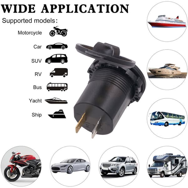 Vandtæt dobbelt USB-oplader til mobiltelefon 4.2A oplader LED digital display voltmeter med 23,6\" linjegrøn DC12-24V