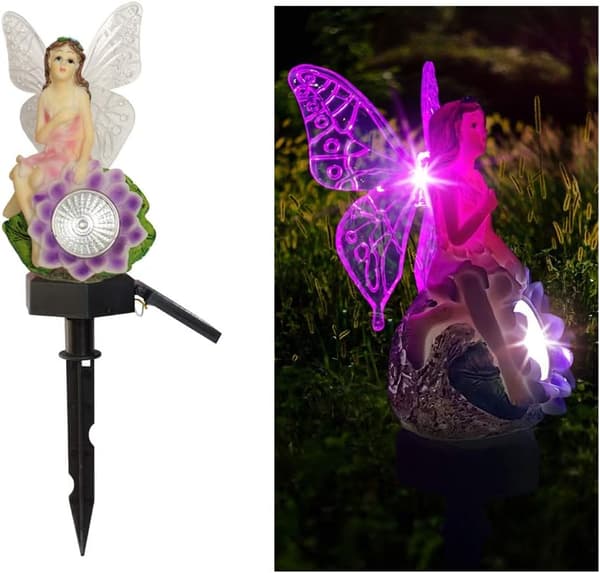 Solcellelamper for utendørs bruk, hagebelysning, gatelampe, blåregn, blomsterfe Wisteria Flower