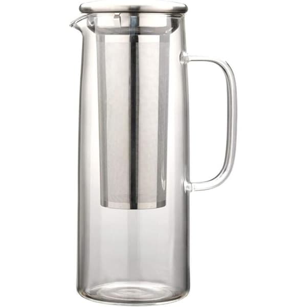 Glaskande med rustfrit stålfilter, 1200ML Cold Brew Kaffebrygger med netfilter