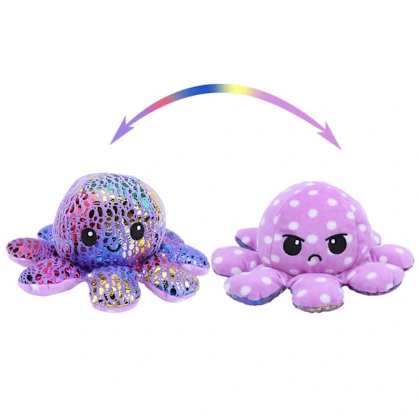 Vendbar blæksprutte-plysdyr — Vendbart tøjdyr til børn #22 (10 x 20 cm)