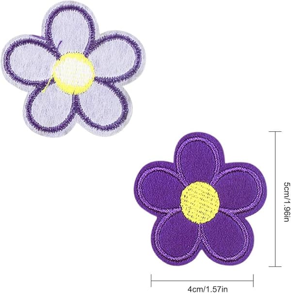 26 stk broderte strykemerker, blomst T
