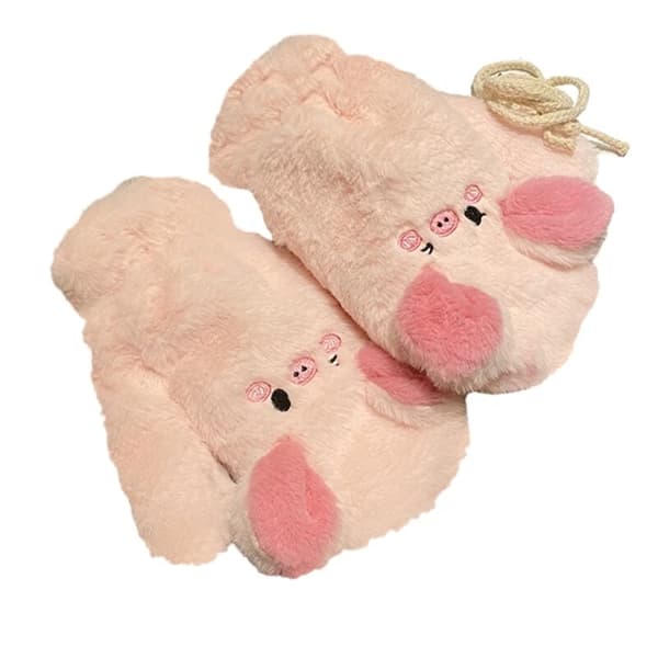 2 Pairs Adorable Mittens Hats Thick Mittens Small Theme Thick Plush with Rope