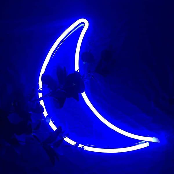 2023 - Warm White Moon Neon Sign Art Wall Decor USB Battery Powered Neon Sign Night Light