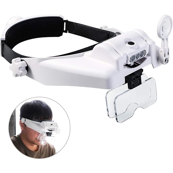 Light-Enhanced Head Magnifier with Detachable Free LED Reading Light