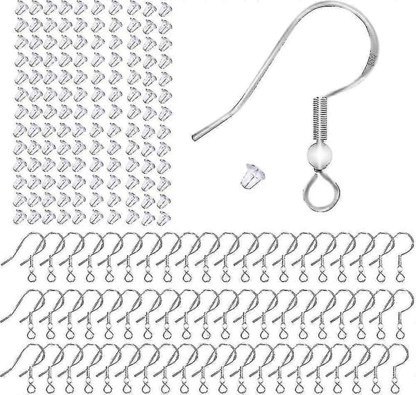 100 stk 925 Sterling Sølv Øreringe Kroge, Ørering Tilbehør Hypoallergenisk