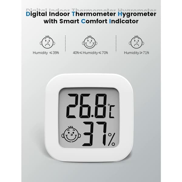 Mini Højpræcisions Digital Indendørs Termometer Hygrometer - Termo Hygrometer Komfortniveauindikator
