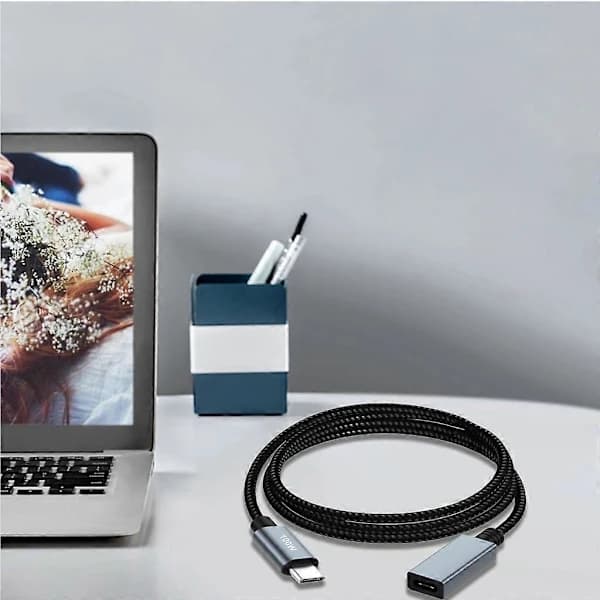 Nylonflettet USB-C han til hun forlængerkabel 100W Power Delivery 480 Mbps 2 m