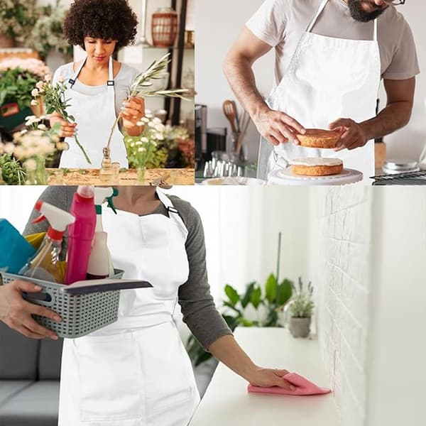 Forkle i Plus Size, Vanntett Polyester Med 2 Lommer Og Justerbar Halsstropp, Unisex For Matlaging Grilling Baking Arbeid, Hvit 35x38 Tommer