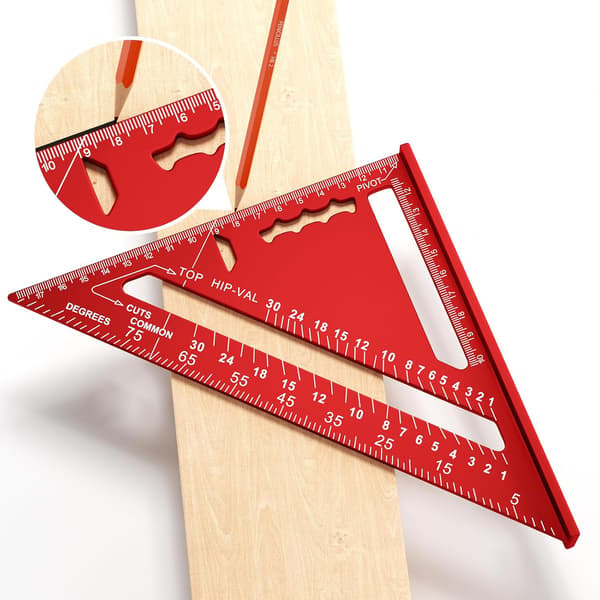 180 mm vinkelhake, aluminiumlinjal, 45°, 90° förtjockad, triangulär vinkelhake (röd) Röd Red