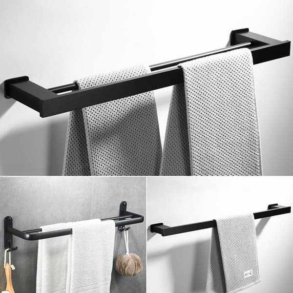 Thick Square Double Bar Towel Holder Wall Mount