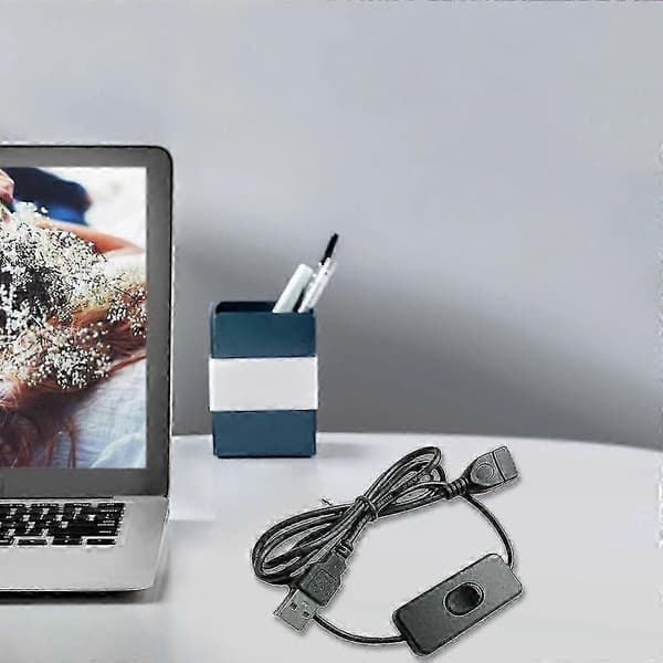 2 m USB-forlængerkabel med tænd/sluk-knap USB han til hun ledning til dataudlæsning og effektudgang til USB-headset