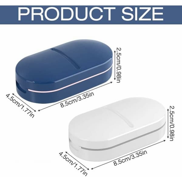 2-pack tablettdelare, 2-i-1 pillerdelare, bärbar tablettdelare
