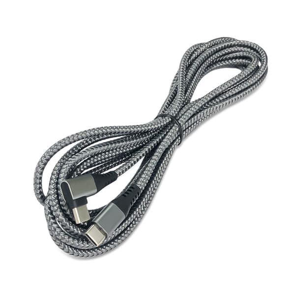 USB-C-kabel med vinklet stik 60 W hurtigoplader Grå 3 m
