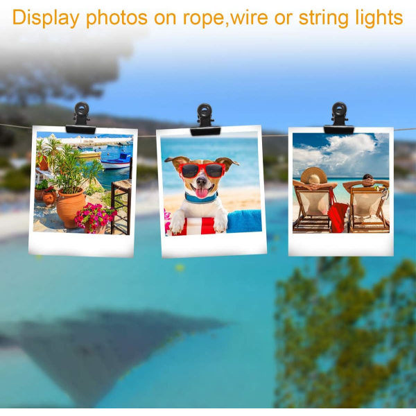 Galaxy 30-pak Små Hængselclips, Mini Metal Binder Papirclips til Fotos (Sort, 22 mm) Sort