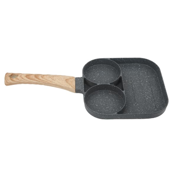 Egg Burger Maker Pan 3 Sections Divided Grill Frying Pan Non Stick Omelette Pan for Home Kitchen