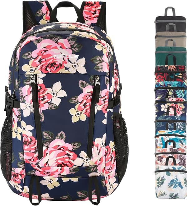 Foldable Hiking Backpack, Waterproof Backpack for Men, Lightweight Backpack for Women for Travel Pink pink
