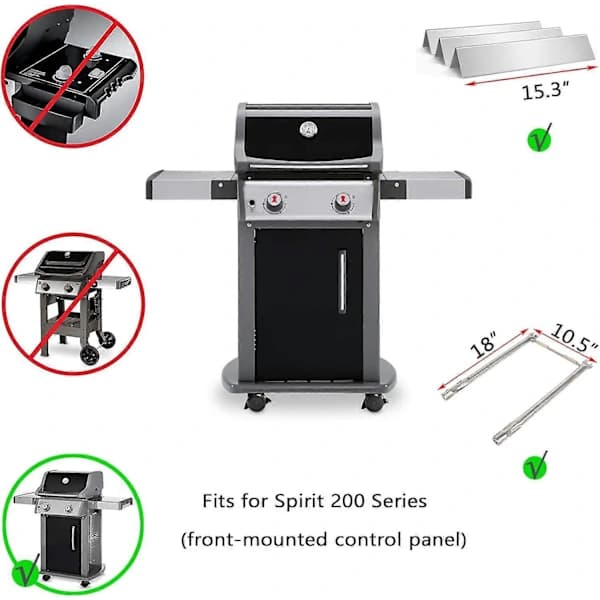 15,3 tommer Flavorizer Bars Erstatning til Weber 7635 Spirit E210 S210 E220 S220 Gasgrill 3-pak Sølv