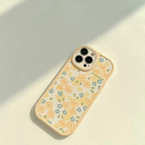 Søtt blomstret mykt iPhone-deksel (gul, iPhone 7/8 Plus)