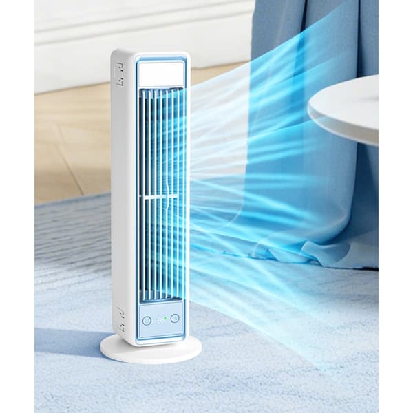 Bladeless Tower Fan for Wall Mount and Desk with 5-Speed USB-C, Oscillating Function, Remote Control and Soft Lighting for Home and Office