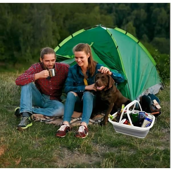 NA/Foldable Basket with Handle - Portable Outdoor Picnic Basket/Picnic Spot - Foldable Shopping Bag - Space-Saving Storage Box