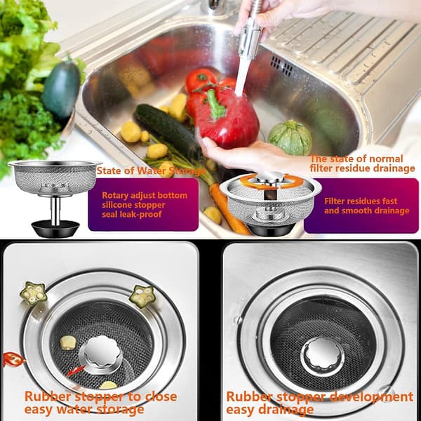 Set of 2 Stainless Steel Sinks, Upgraded Sink Strainer