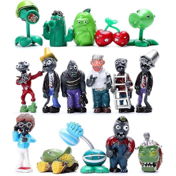 16 Pieces Plants Vs Zombies Figures Pvz Figures Cupcake Figures Decorative Toys
