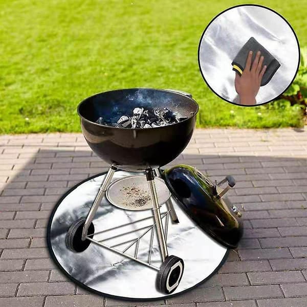 BBQ Cooking Surface and Fire Pit Mat Round Mat, 28 cm High-Temperature Fire Pit Under Grill Mat Fireproof Deck Protector for Solo BBQ