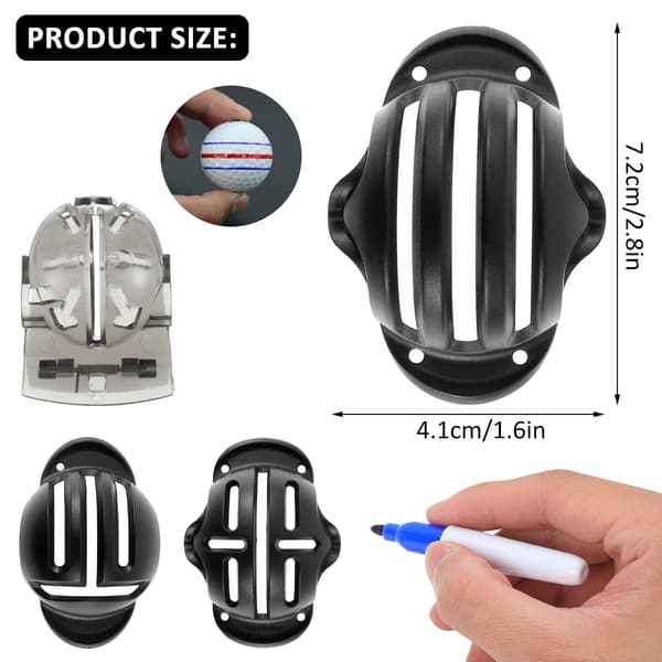 Golf Ball Alignment Tool Kit with Line Drawing Template and 4 Marker Pens for Golf Training and Putting