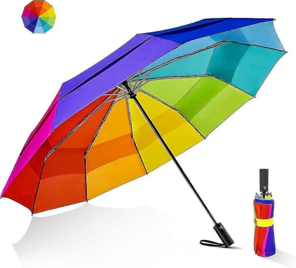 Large Golf Umbrella Windproof - Oversized 54 inch Double Canopy 10 Ribs Foldable Travel Umbrella Compact
